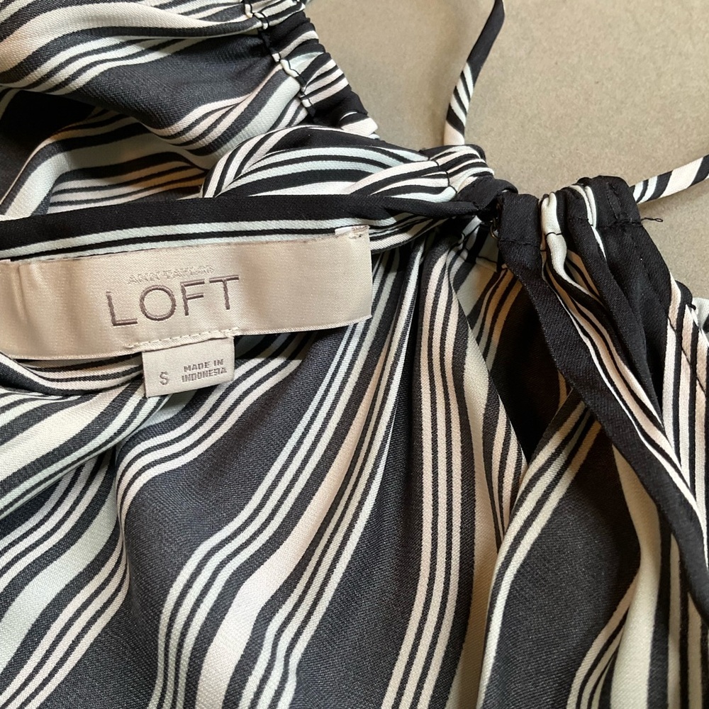LOFT Navy, Pale Blue, and White Striped Top